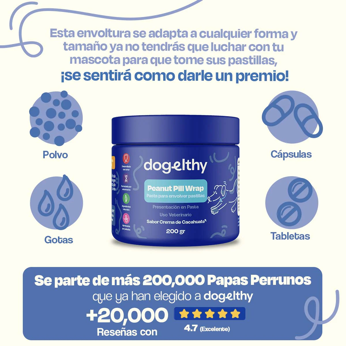 Recubrimiento de Pastillas para Perros Sabor Crema de Cacahuate - Pill Wrap - Image 5
