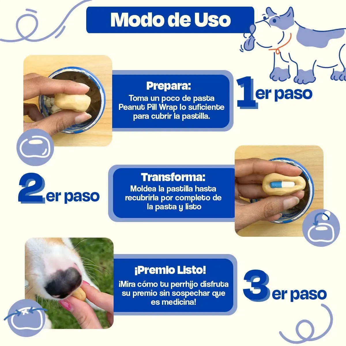 Recubrimiento de Pastillas para Perros Sabor Crema de Cacahuate - Pill Wrap - Image 7
